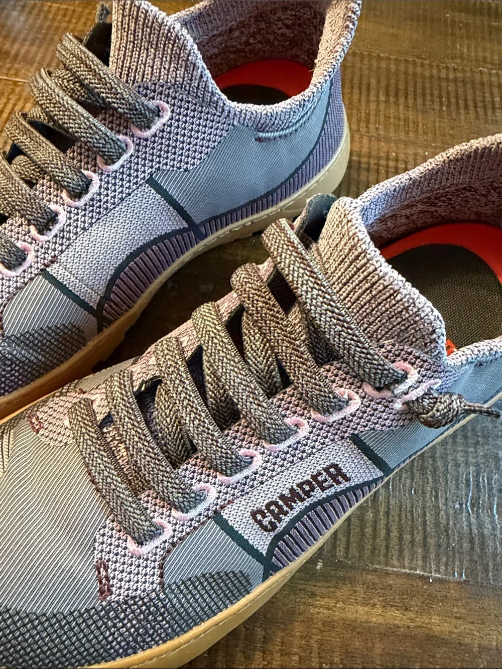 Camper women Knit Low-Top Sneakers in Gray with Gum Sole